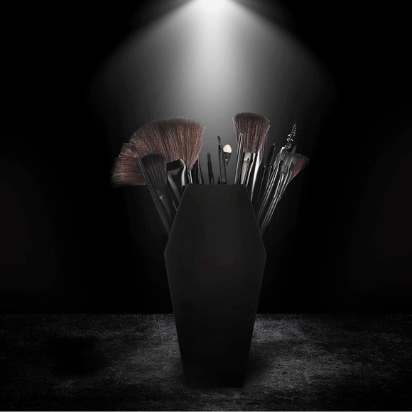 2 Piece Black Coffin Wall Shelf and Brush Holder - Picture 3 of 4